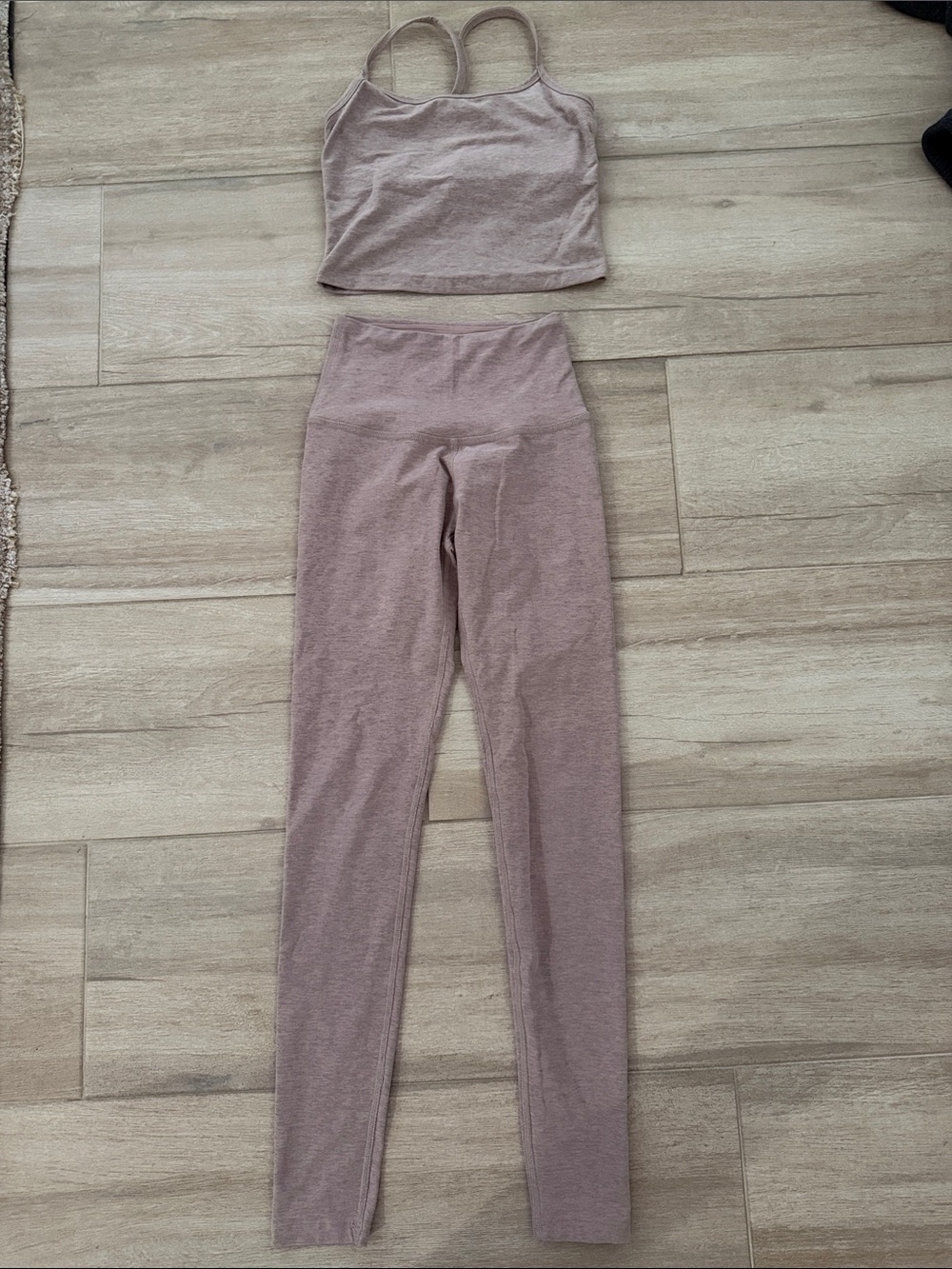 Beyond Yoga Mauve Pink Seamless High-Waist Leggings & Crop Tank Set